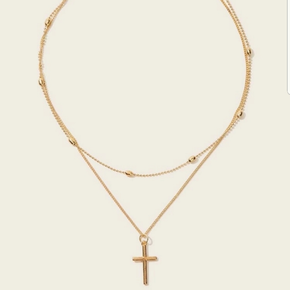 Cross Pendant Layered Chain